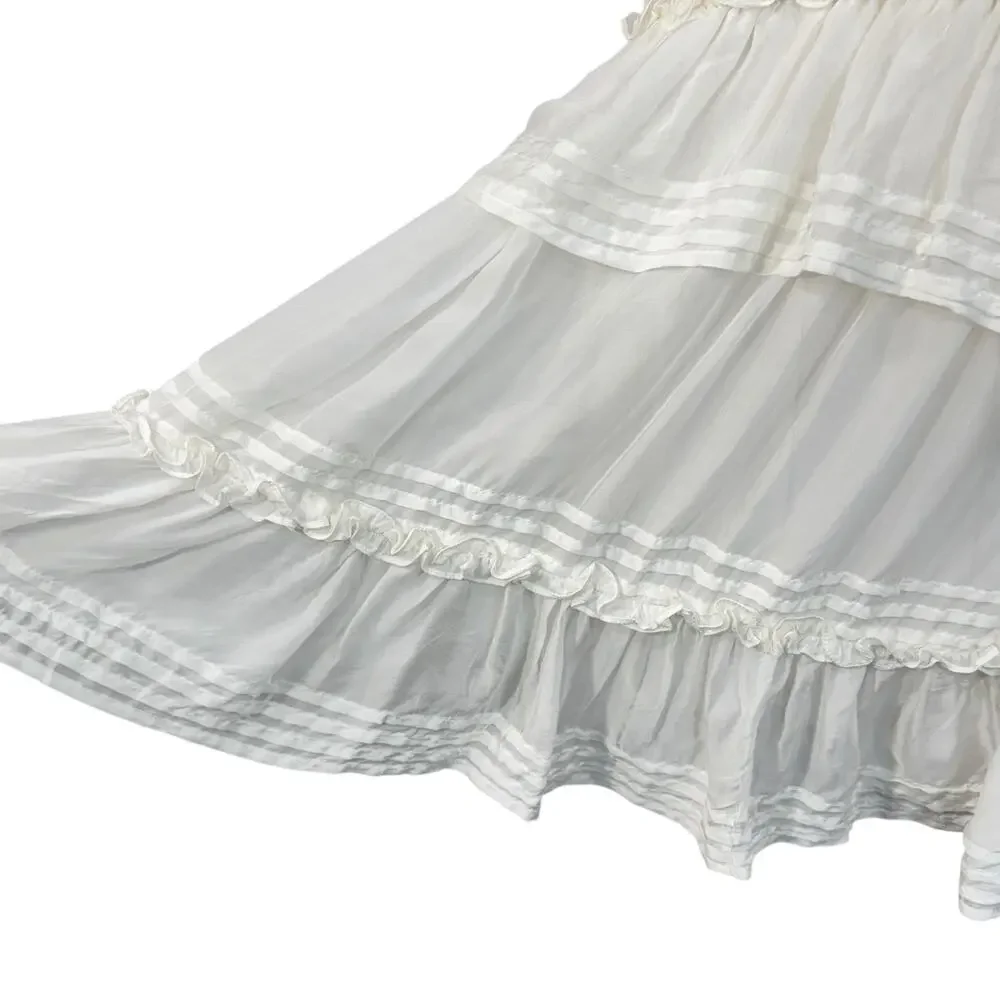 Anthropologie Let Me Be 1X-Large Halter Mini Dress Tiered Tie Shoulder Ruffled - Picture 5 of 16